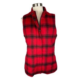 J. Jill Red Black Plaid Thick Womens Vest | Wool Blend | Size Small